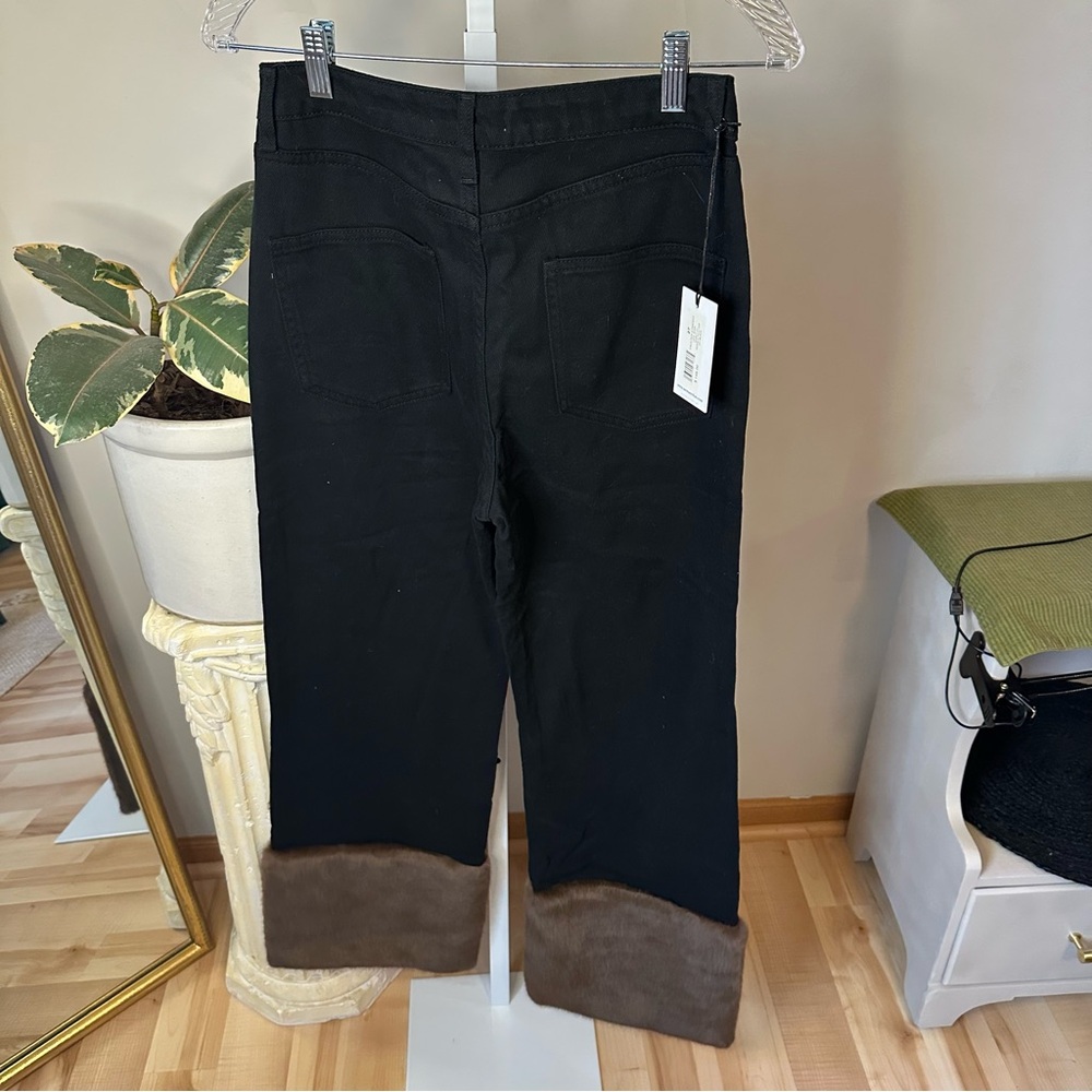 WEWOREWHAT Faux Fur Straight Leg Jeans - Picture 8 of 11